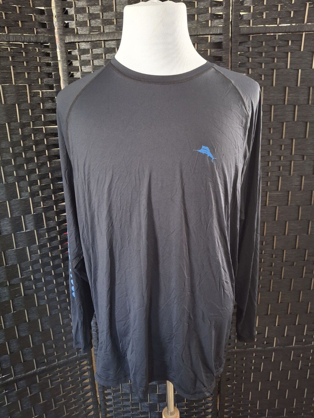 Tommy Bahama Big & Tall Chill Time Surf Island Zone Men Shirt 1XLB Black Fishing